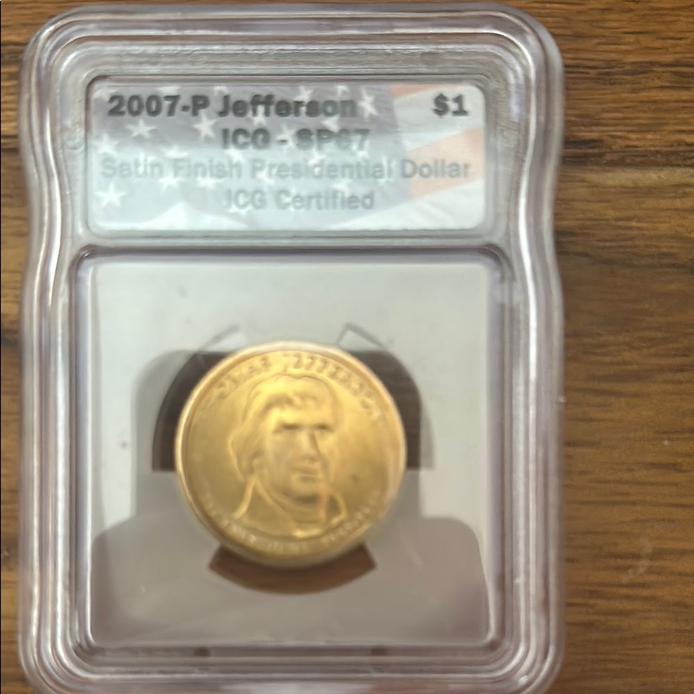 2007-P Jefferson Presidential Dollar Coin Slab REDUCED SHIPPING